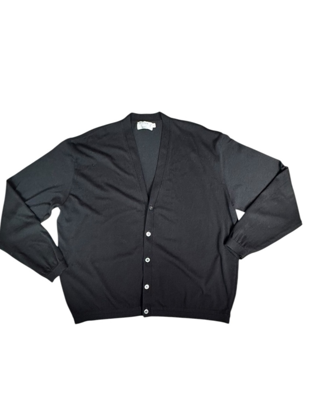 St Croix Wool Cardigan XXL Black Button Front Grandpa Core Quiet Luxury USA X78